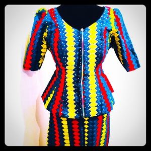 African Ankara multi colour skirt & blouse set